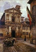 Arturo Ferrari Church of Santo Stefano in Borgogna in Milan oil on canvas